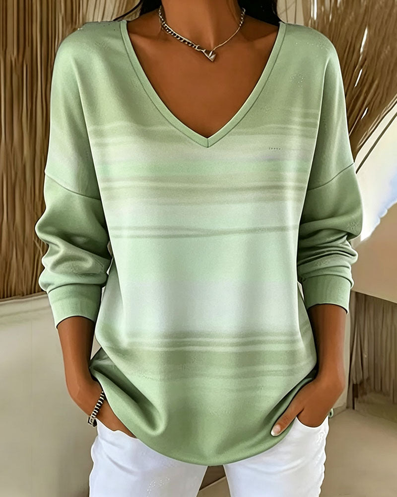 Sweatshirts V-Hals Lange Mouw Ombre