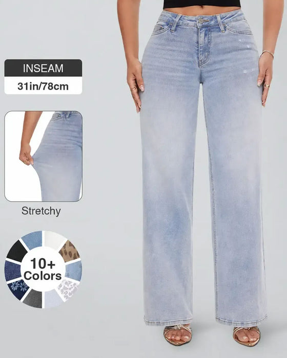 Jeans Hoge Taille Wijde Pijp
