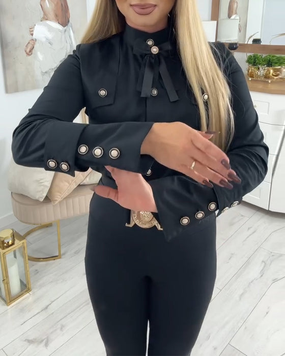 Langmouwig Overhemd Met Metalen Knopen