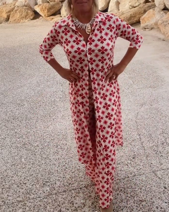 Modieuze bedrukte tweedelige set