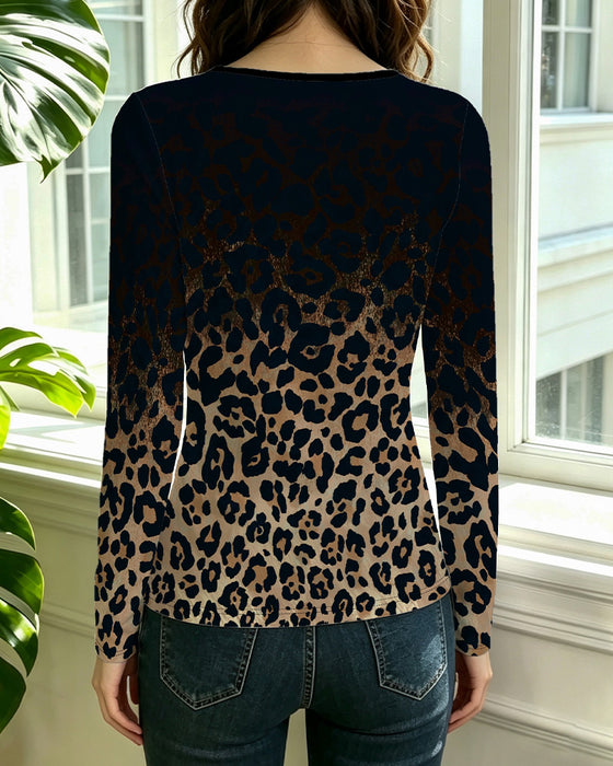 Top Hol Ronde Hals Verloop Luipaardprint