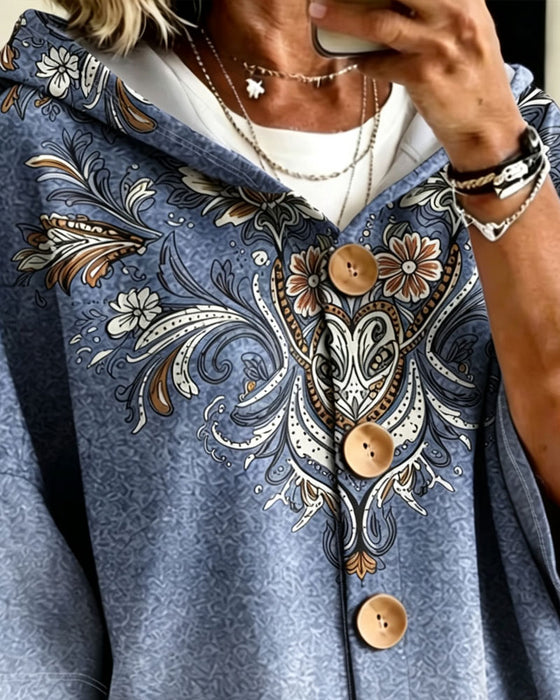 Jas Cape Stijl Met Capuchon Print