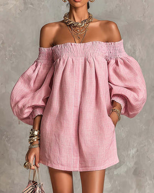 Jurk Bandeau Elastisch Pofmouw