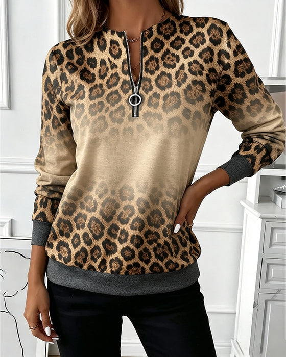 Sweatshirts Luipaard Ombre Rits Lange Mouw