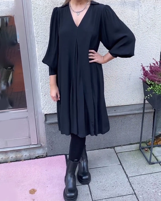 Jurk V-Hals Modieus Lantaarnmouw