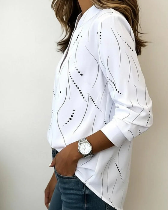 Blouses Lijn Print V-Hals