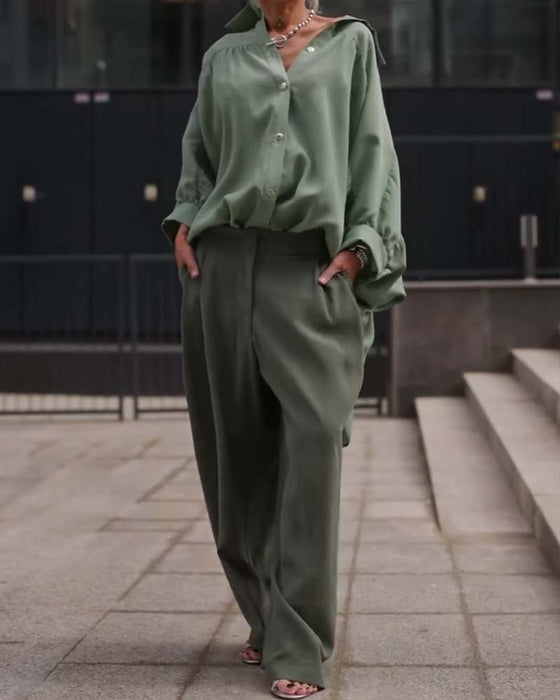 Casual Overhemd Effen Kleur Lange Mouwen