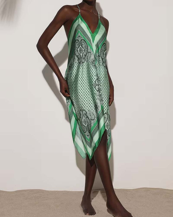 Jurk Onregelmatig Gedrapeerd Print