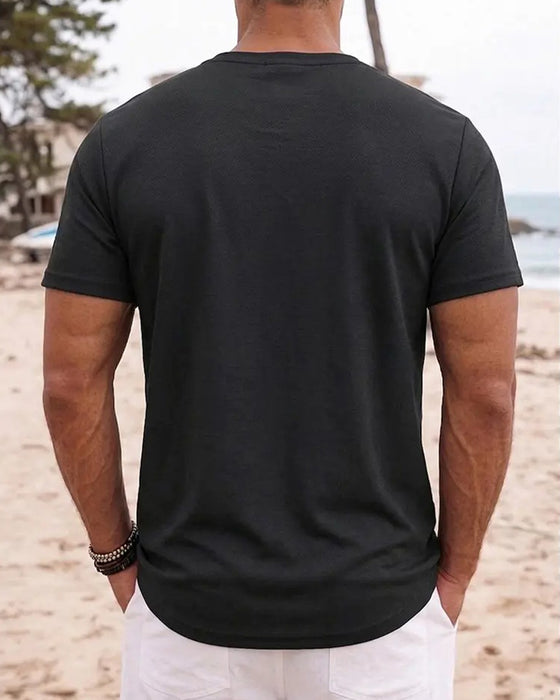 Heren T-Shirt Minimalistisch Henley Korte Mouw