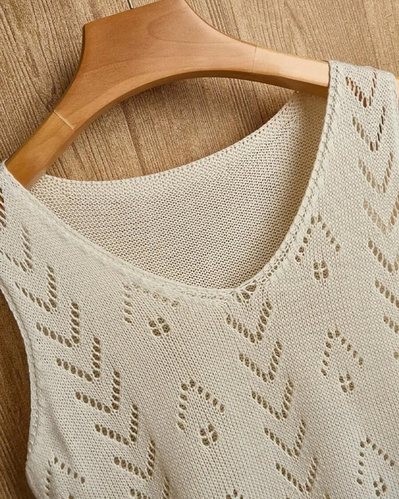 Pullover V-Hals Uitsnede Mouwloos