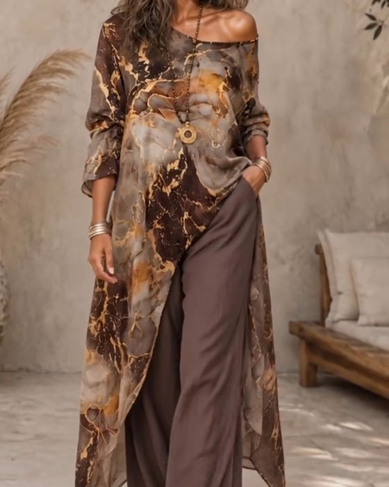 Blouse V-Hals Lange Mouw Onregelmatig