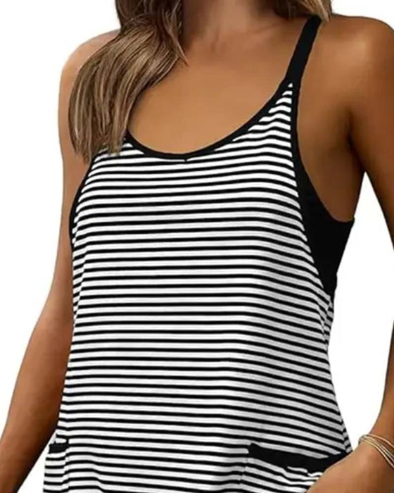 Jumpsuits Gestreept Mouwloos Cami Casual