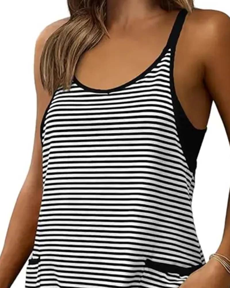 Jumpsuits Gestreept Mouwloos Cami Casual