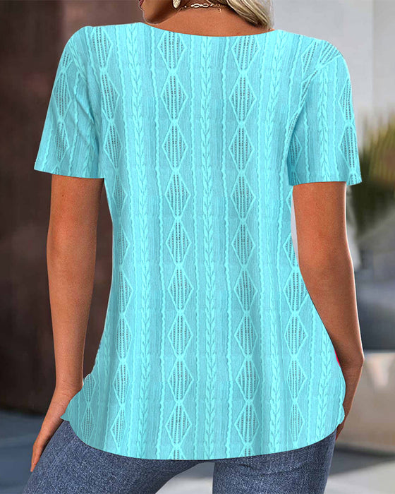 Blouse Pendelaar Korte Mouw Ronde Hals