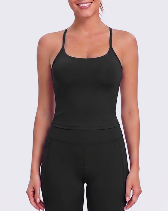 Cami Top Rug Kruis Effen
