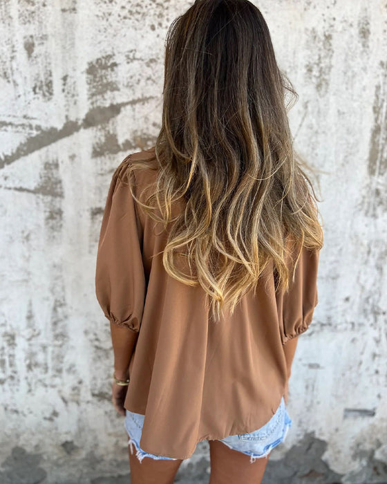 Blouse Casual Mode Korte Mouwen Effen