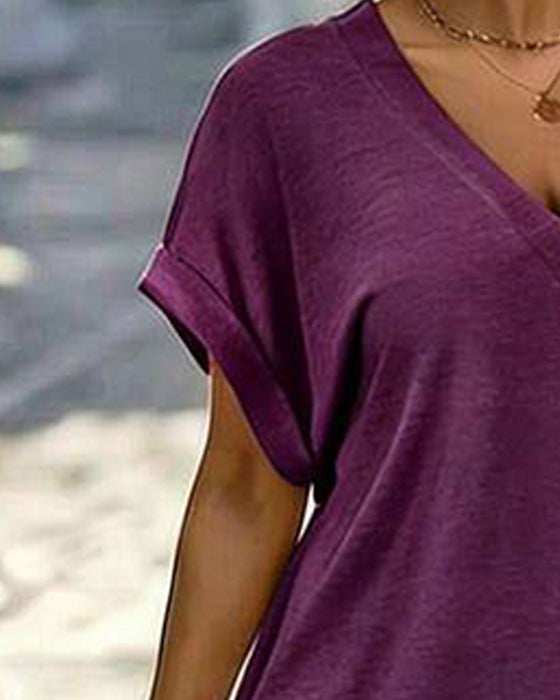 Jurk V-Hals Korte Mouw T-Shirt