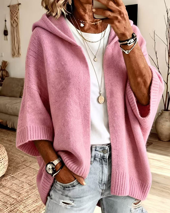 Cardigan 3/4 Mouw Capuchon Casual