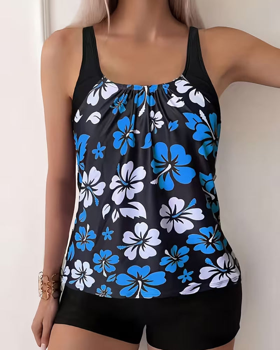 Tankini Hibiscus Print Zwem