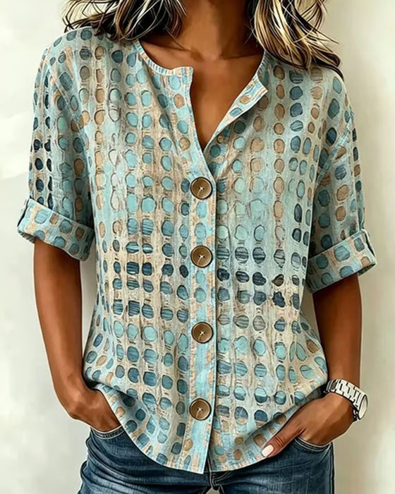 Blouse Polka Dot Knoop Print