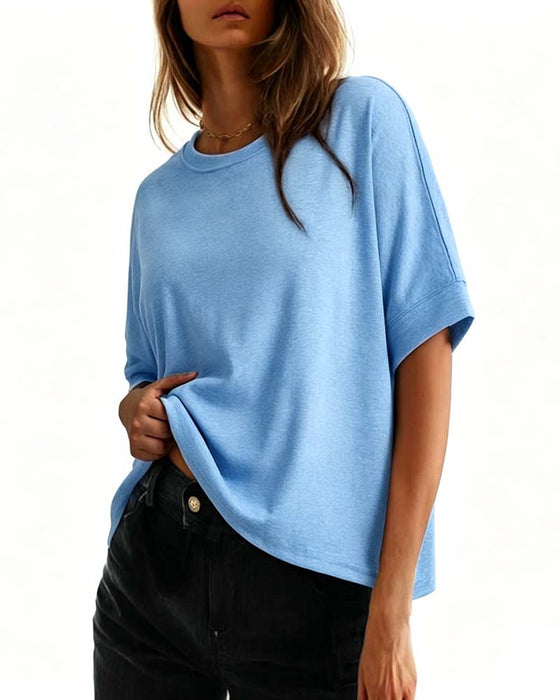 T-Shirt Ronde Hals Los Korte Mouw
