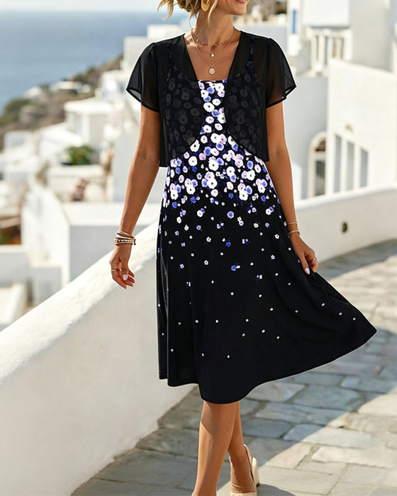 Set Gradient Bloemenjurk + Mesh Sjaal