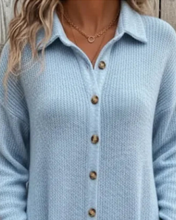 Elegante Trui-Jurk Met Kraag En Knopen