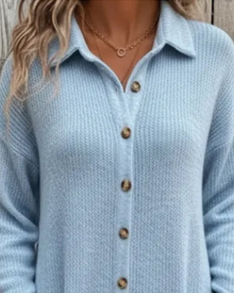 Elegante Trui-Jurk Met Kraag En Knopen