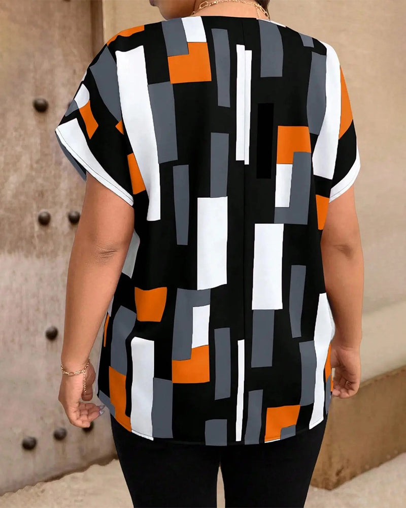 Blouse Print V-Hals Los