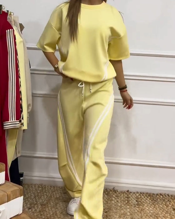 Tweedelig Set Athletic Strepenafwerking Casual