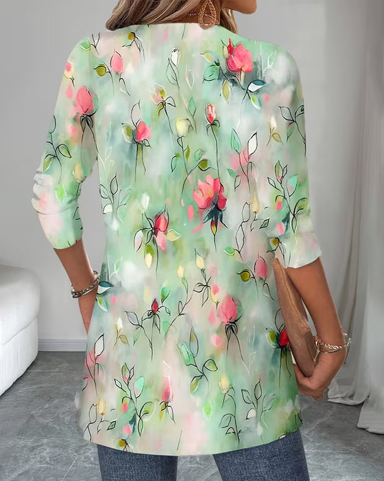 Blouse Nep Tweedelig Bloemig Print