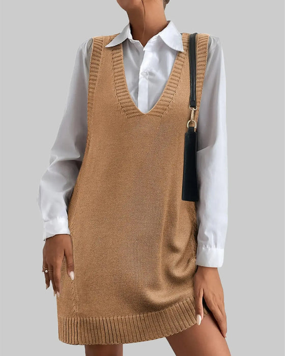Jurk V-Hals Mouwloos Pullover Trui