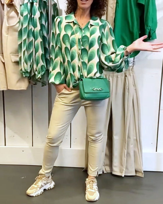 Blouse met revers en prints