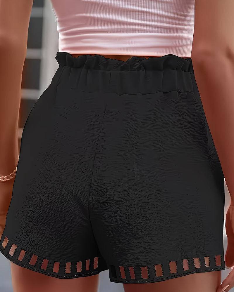 Shorts Opengewerkt Kant Elastische Taille