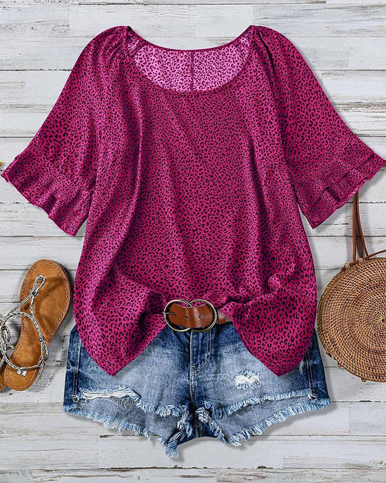 Blouse Ruffle Rondhals Landelijke Stijl