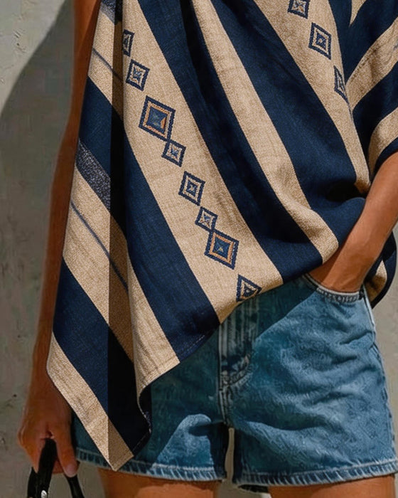 Blouse Enkel Schouder Twist Diamant Streep