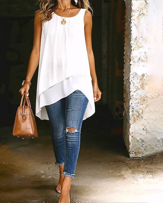 Blouse Mouwloos Gelaagd Onregelmatig