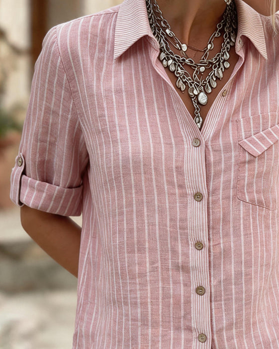 Shirt Streep Knoop Casual
