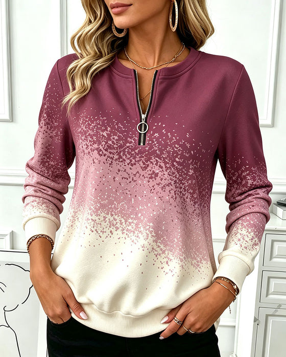 Sweatshirt Rits Gradiënt Contrast