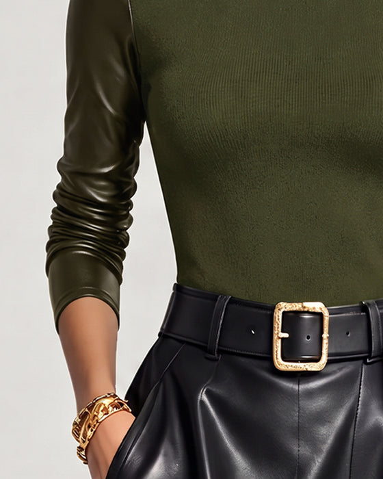 Top Turtleneck Patchwork Effen