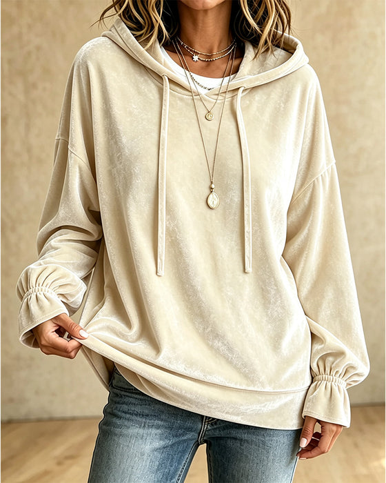Hoodie Effen Kleur Lange Mouwen