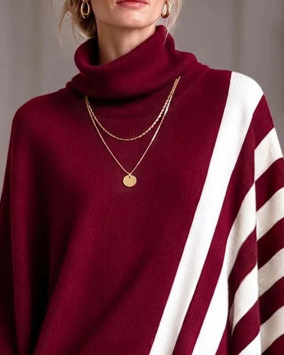 Pullover Onregelmatig Turtleneck Gestreept