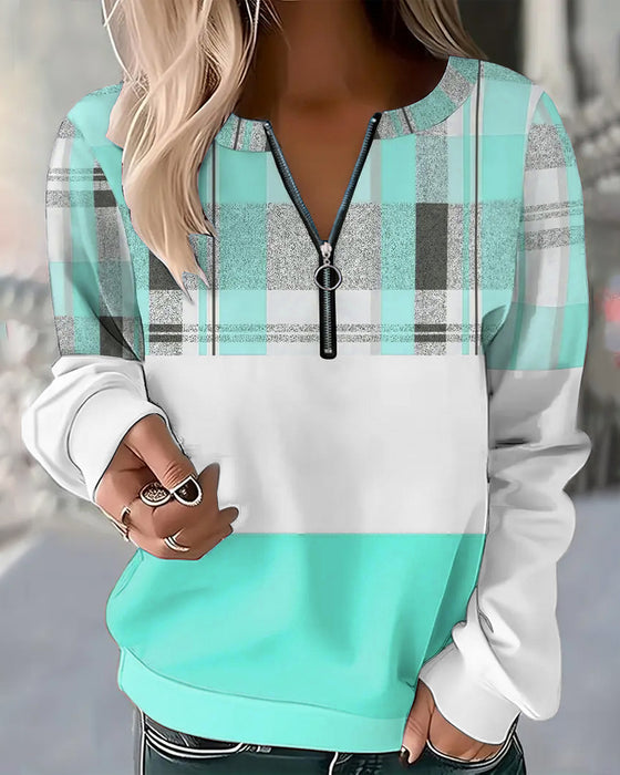 Sweatshirt Casual Geruit Contrastkleur
