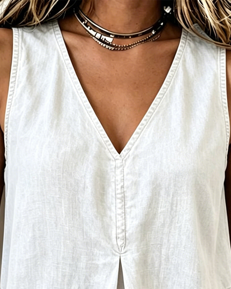 Tanktop V-Hals Denim