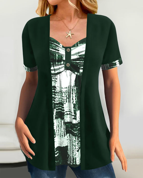 Blouse Bedrukt Nep Tweedelig Onregelmatig