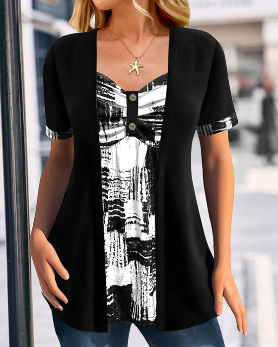 Blouse Bedrukt Nep Tweedelig Onregelmatig