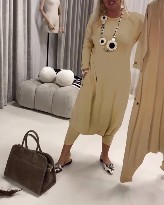 Jumpsuit Effen Kleur Lange Mouwen Casual