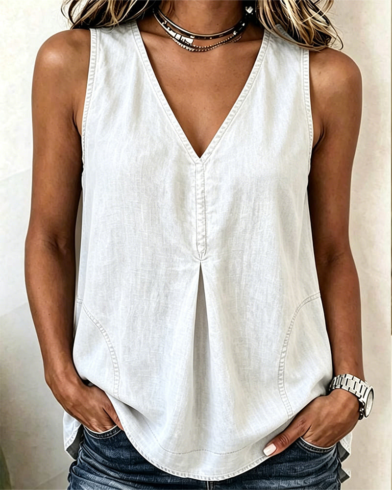 Tanktop V-Hals Denim