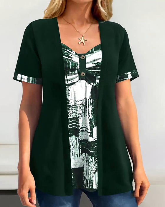 Blouse Bedrukt Nep Tweedelig Onregelmatig