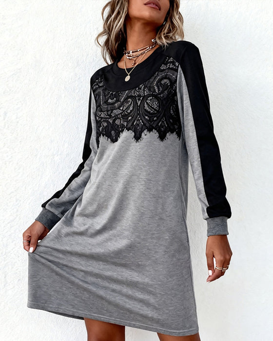 Langmouwige Jurk Met Kleurblokken